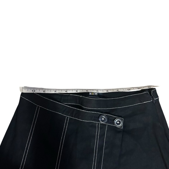 NWT Anthropologie Maeve Edie Asymmetrical Stitched Midi Skirt navy size 0 linen - Picture 8 of 10